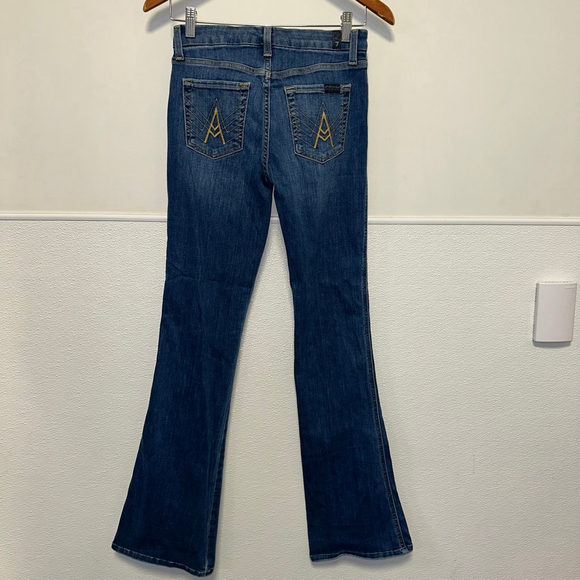 7 For All Mankind Denim - Women's 7 For All Mankind Blue Gold Stitch A Pocket Flare Jeans Size 26